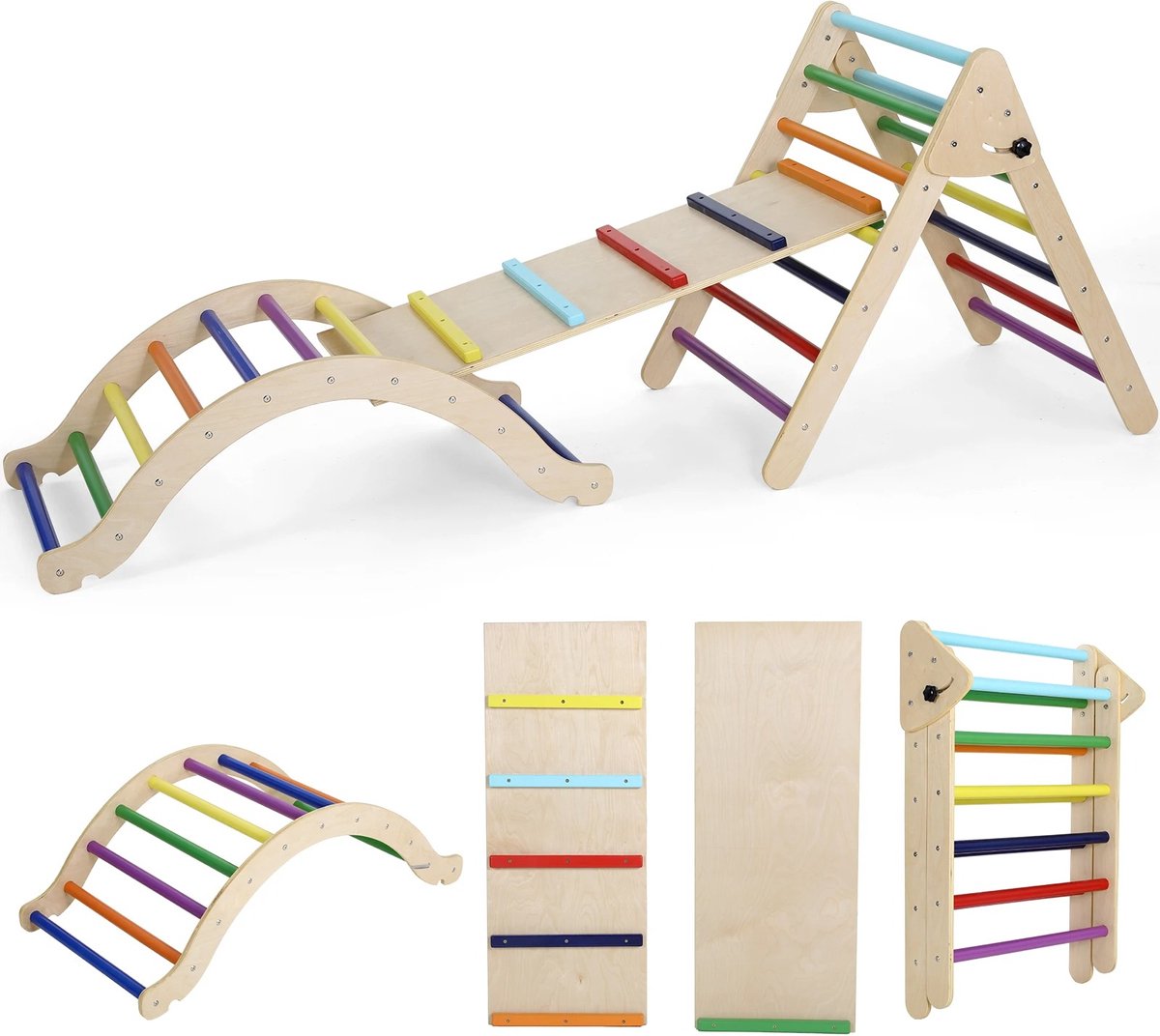  ® Speelgoed Kinderen -   - 3-Delig - Hout - Kleurrijk - Opvouwbaar - Stevig - 180x50x83 Cm