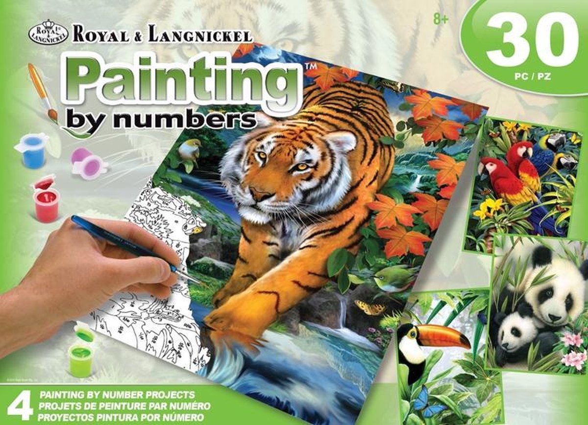 AVS-PBN209 Painting By Numbers Activity Set - 4 Projects JUNGLE BOX SET