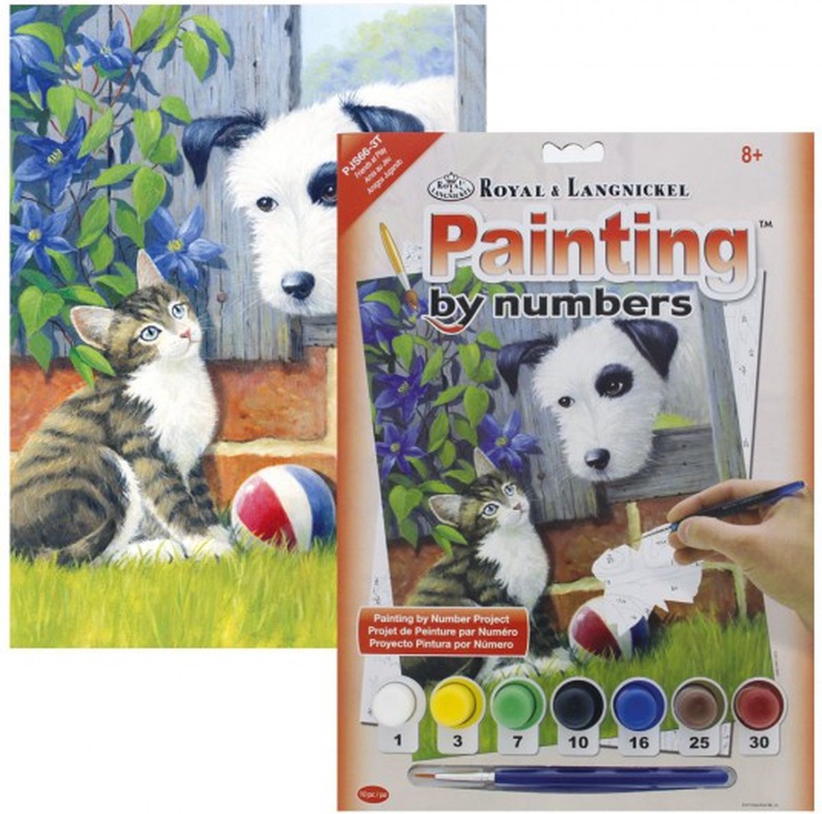 Schilderen op nummer - Paint by numbers - Dieren - Friends at play 22.5 x 30cm