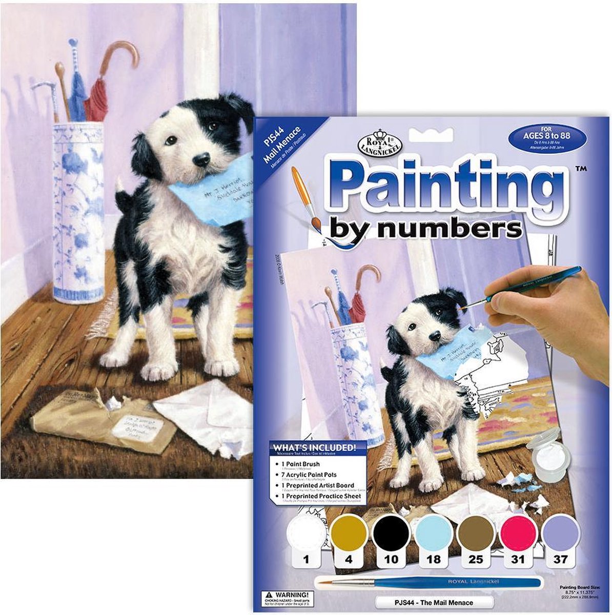 Schilderen op nummer - Paint by numbers - Dieren - Hond verscheurd de post 22x30cm - Schilderen op nummer volwassenen - Paint by numbers volwassenen