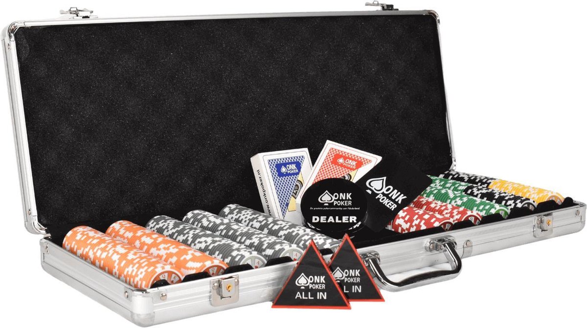   ABS Tournament   500 Poker Chips Compleet - pokerkoffer - pokersets - pokerfiches - pokerchips - poker kaarten - pokerkaarten - dealerbutton - all in button - cut card