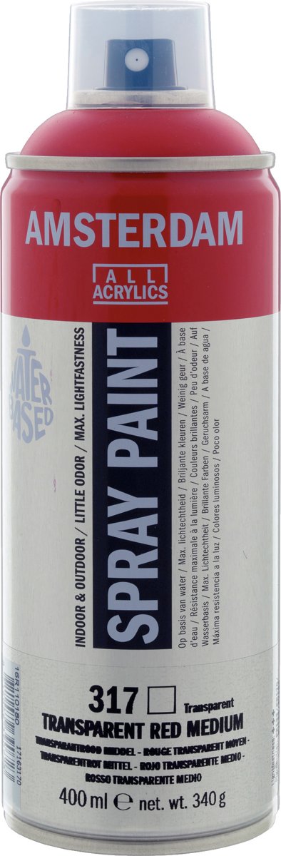 Amsterdam acrylspray 400 ml 317 transparantrood middel