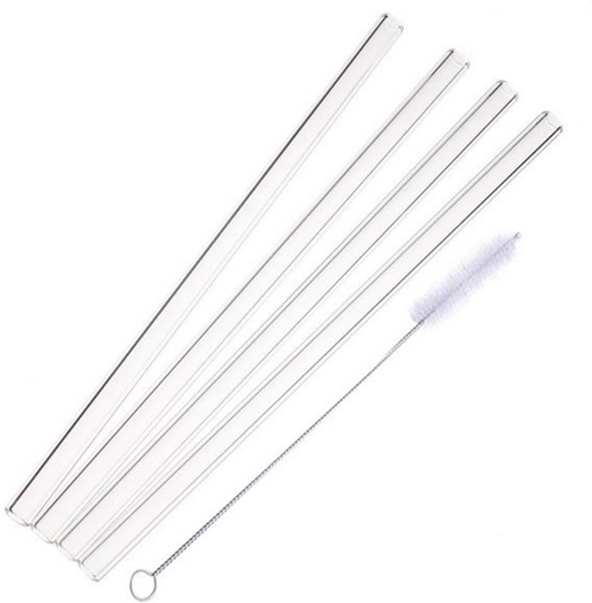 Glazen rietjes - 4 stuks + schoonmaakborstel - herbruikbaar - duurzaam - milieuvriendelijk - receylebaar glazen rietjes - 4 Pack glass straws With Cleaning Brush