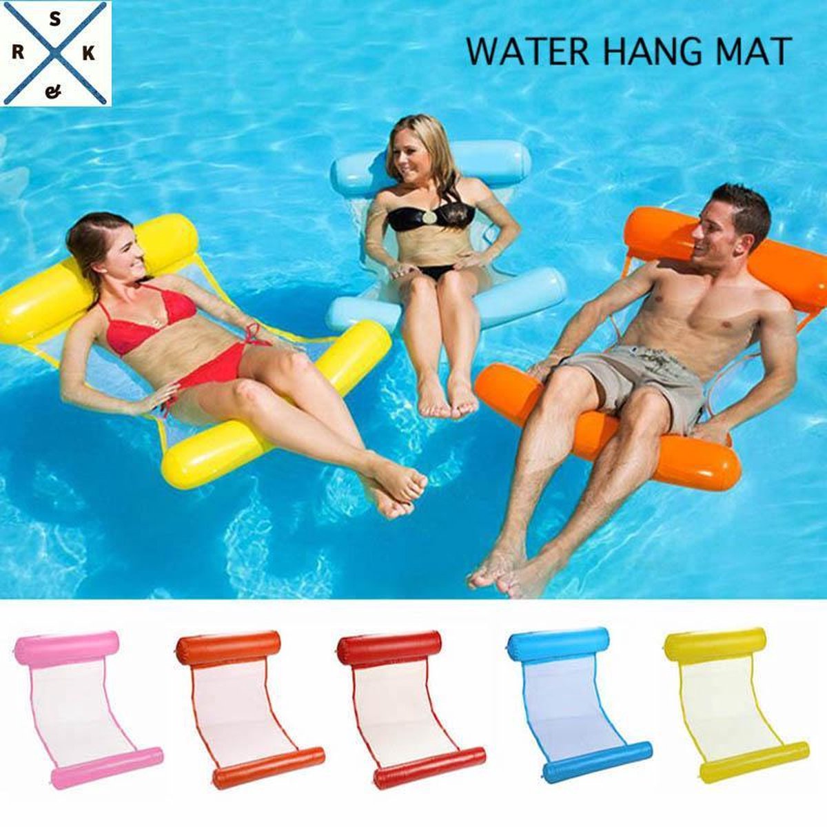 WaterHangmat- Rs&k Waterspeelgoed- Opblaasbare Waterhangmat- Zwembad - Opblaasbaar Voeten en Hoofdkussen stuk - Zwembad Lucht bed - Rood