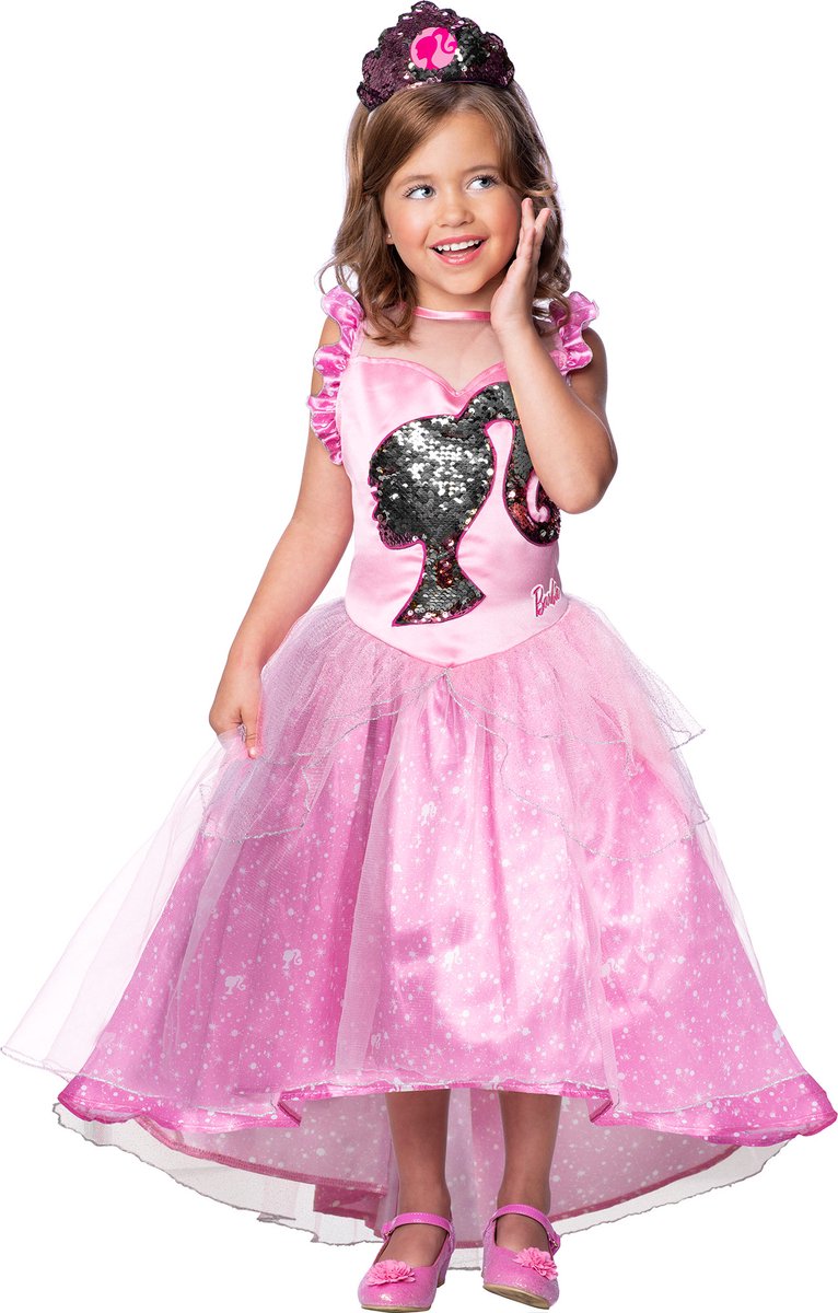 Barbie Kinder Verkleedjurkje Sequin Princess Maat 122-128