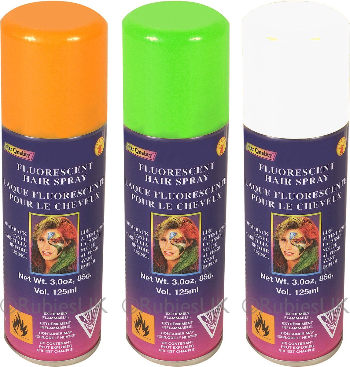 Haarverf/haarspray - groen/wit/oranje - 3x 125 ml - Ierland - St. Patricks Day
