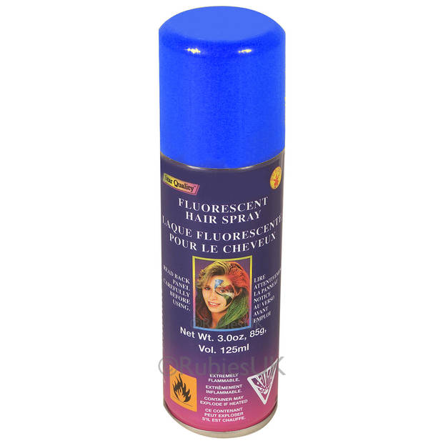 Haarverf/haarspray - neon blauw - spuitbus - 125 ml - Carnaval - Verkleedhaarkleuring