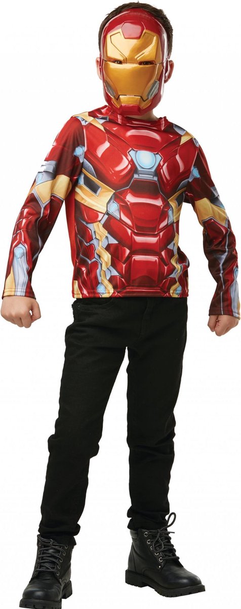 Iron Man™ t-shirt en masker voor kinderen - Verkleedkleding