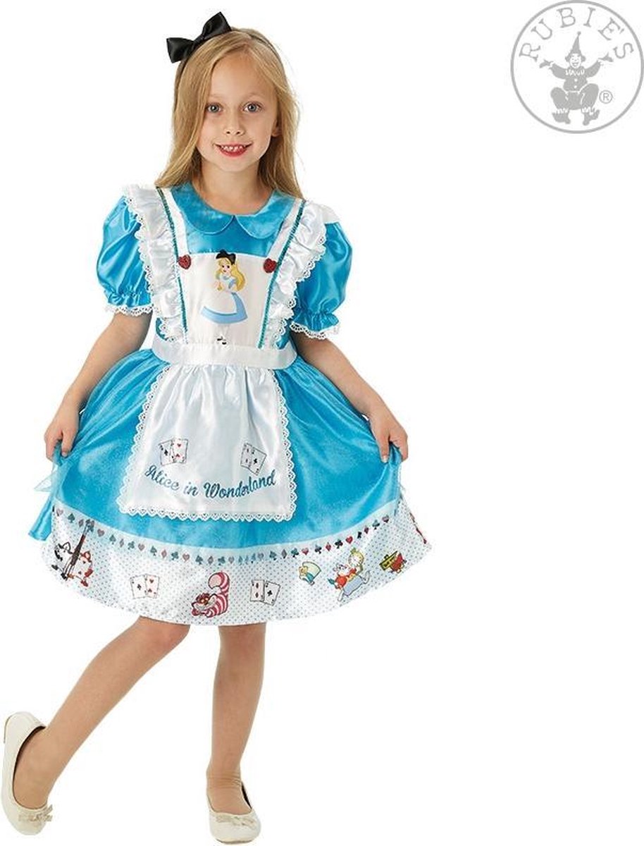 Meisjes Deluxe Verkleedjurkje Disney Alice in Wonderland Maat 110-116