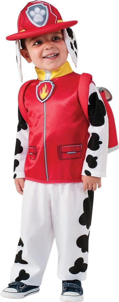 Paw Patrol Marshall verkleedkostuum, jumpsuit met hoed en rugzak. 3700514-M