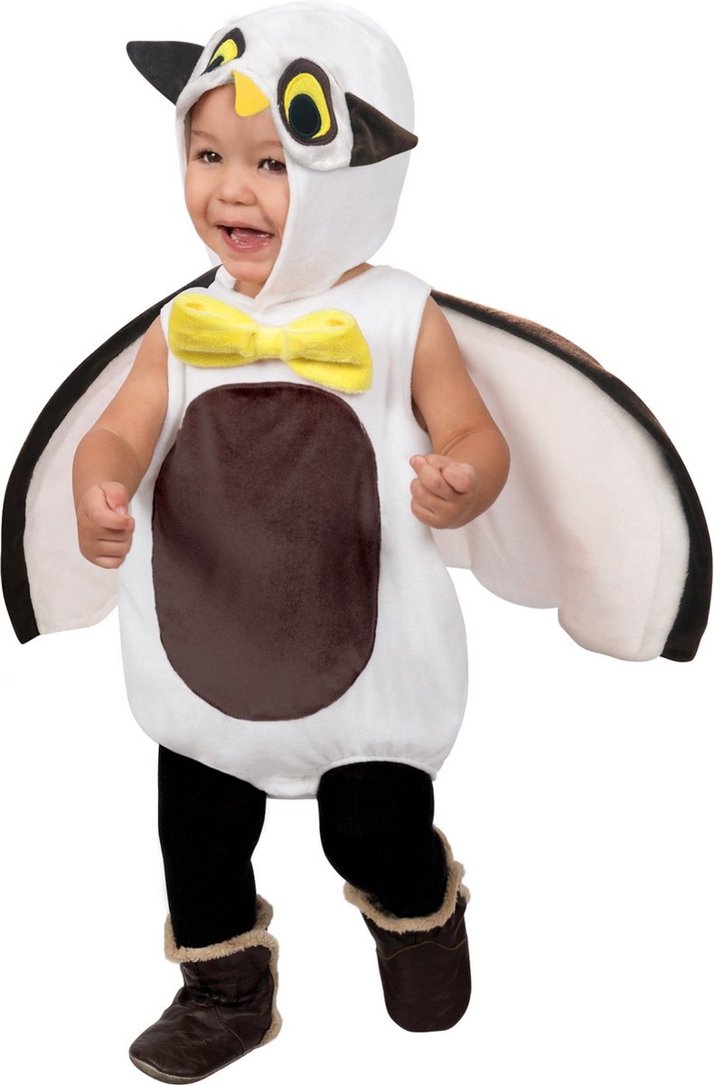   - Arend & Struisvogel & Uil & Kraai & Aasgier & Toekan & Flamingo Kostuum - Otis De Wijze Uil Kind Kostuum - Bruin, Wit / Beige - Maat 96 - Carnavalskleding - Verkleedkleding