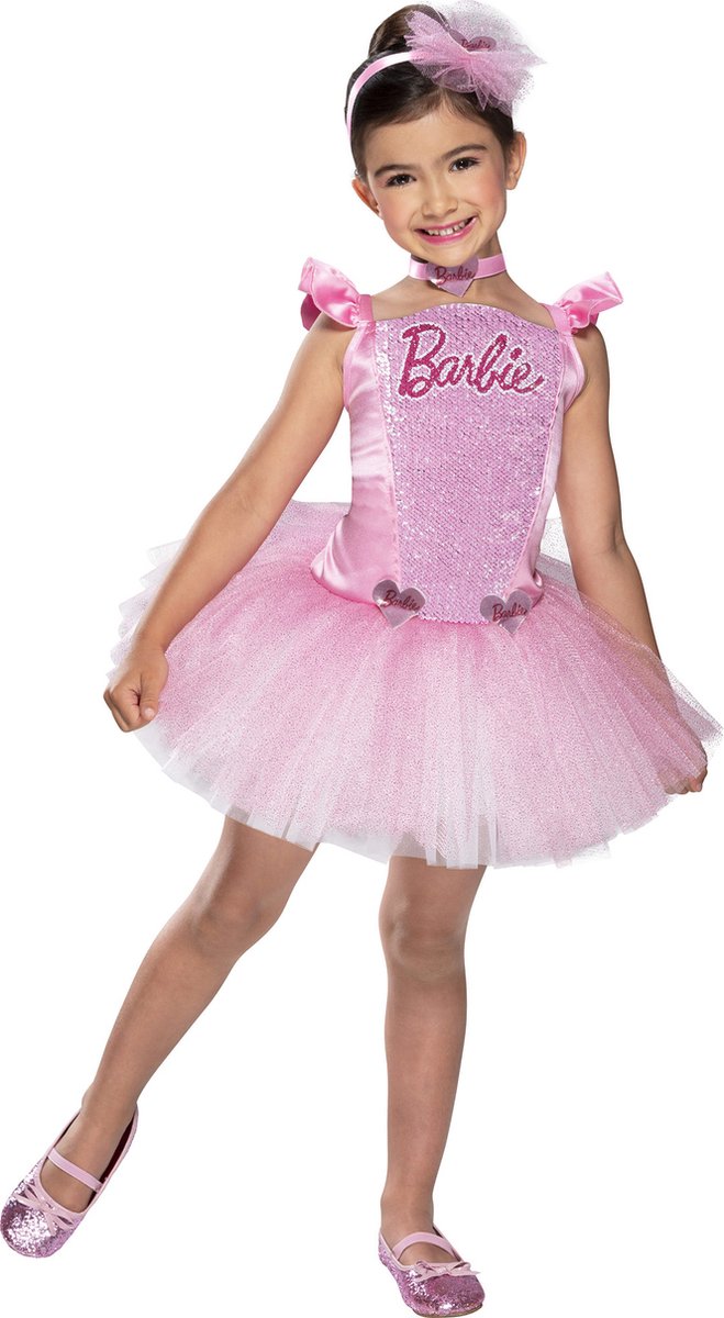 Rubies - Barbie Kostuum - Kinder Ballerina Barbie Kostuum Meisje - roze - Maat 128 - Carnavalskleding - Verkleedkleding