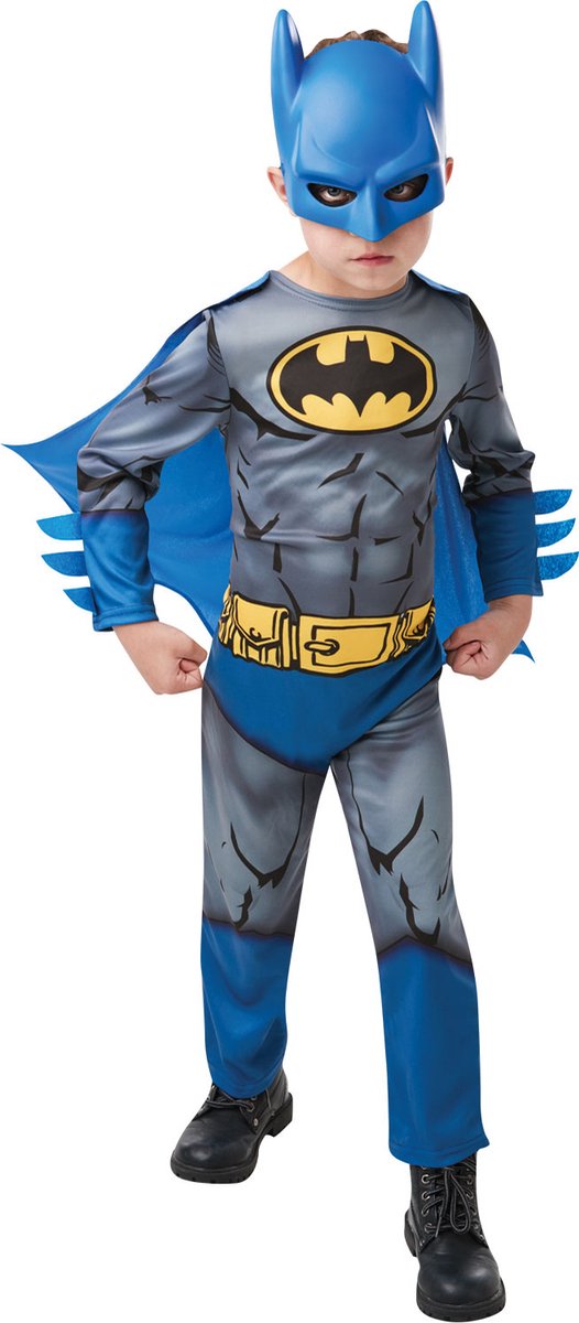   - Batman & Robin Kostuum - Core Batman Kostuum Jongen - blauw,geel,grijs - Maat 128 - Carnavalskleding - Verkleedkleding