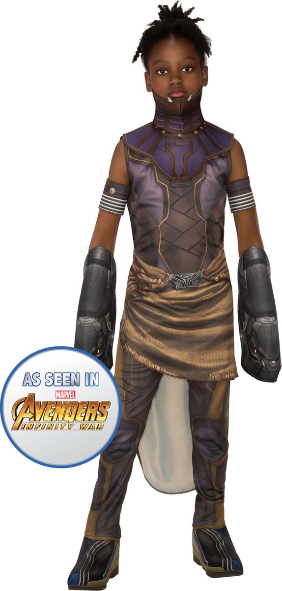   - Black Panther Kostuum - Shuri Kostuum Jongen - Paars, Bruin, Zwart, Goud - Maat 128 - Carnavalskleding - Verkleedkleding