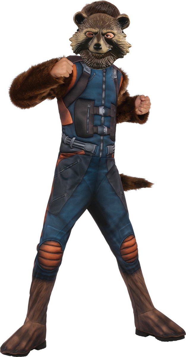 Rubies - Guardians of the galaxy - Rocket Raccoon Kostuum Kind - blauw,oranje,bruin - Maat 116 - Carnavalskleding - Verkleedkleding