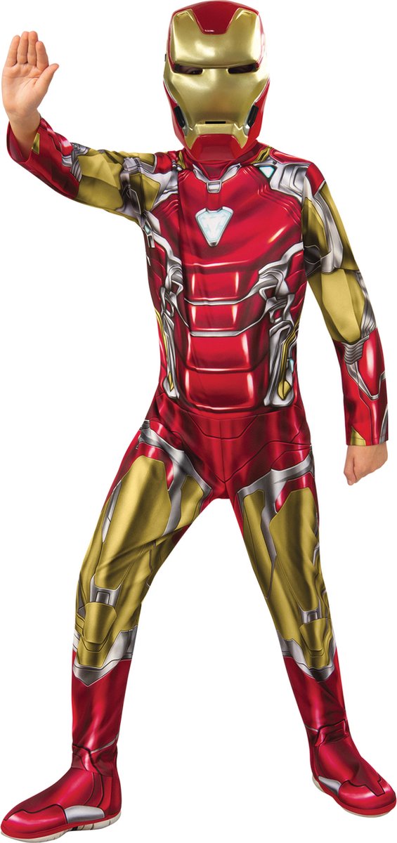  - Iron - Man - Iron - Man Kind - rood,goud,zilver - Maat 128 - Carnavalskleding - Verkleedkleding