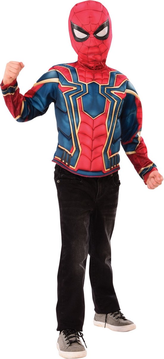   - Spiderman Kostuum - Iron Spider Spiderman Kind Kostuum - Blauw, Rood - One Size - Carnavalskleding - Verkleedkleding