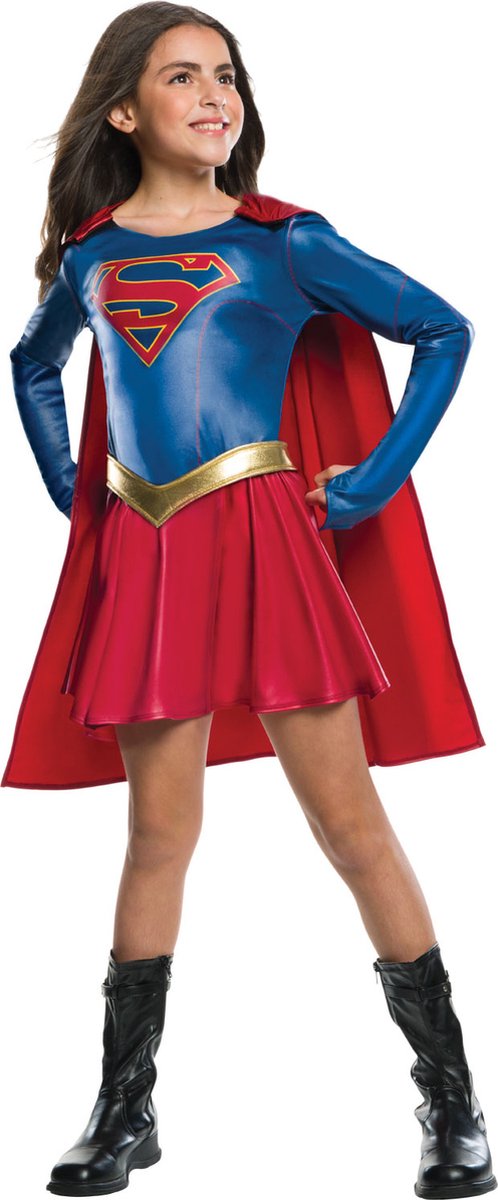 Rubies - Superwoman & Supergirl Kostuum - Supergirl Tv Series Kostuum Meisje - blauw,rood,goud - Maat 128 - Carnavalskleding - Verkleedkleding