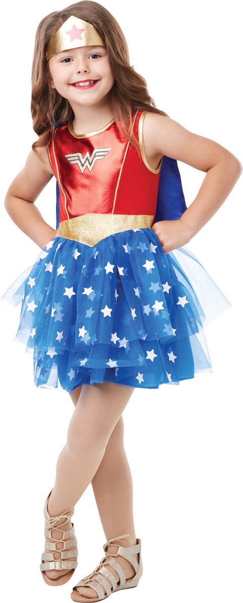   - Wonderwoman Kostuum - Premium Wonder Woman Kostuum Meisje - goud - Maat 116 - Carnavalskleding - Verkleedkleding