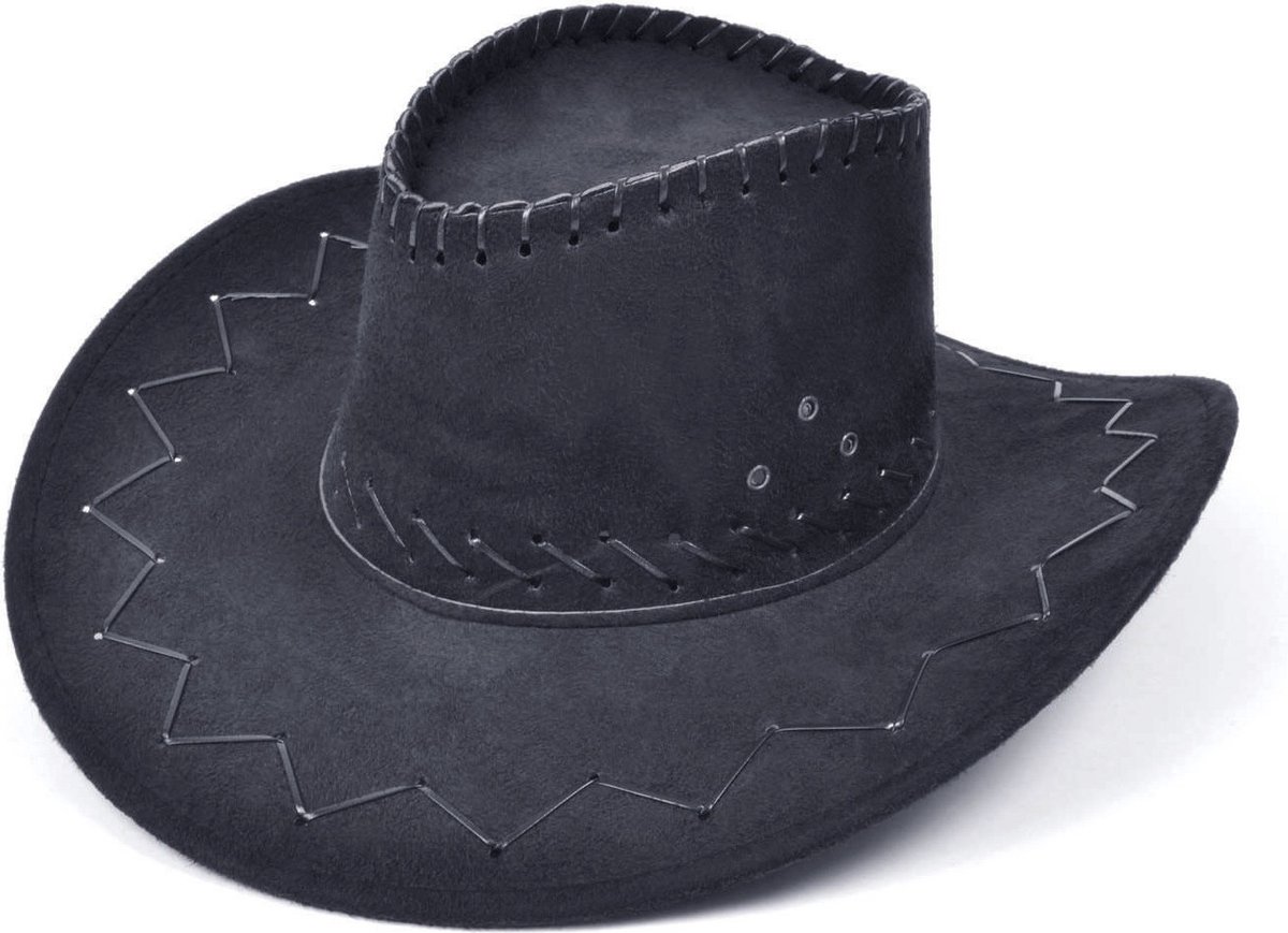   Carnaval verkleed hoed voor een cowboy - zwart - polyester - heren/dames