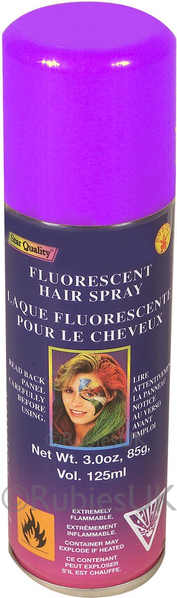   Haar verf/spray - neon paars - spuitbus - 125 ml - Carnaval - waterbasis
