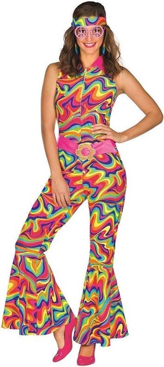 Rubies Jumpsuit Hippie 70s Dames Polyester 2-delig Maat 40