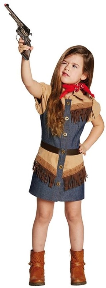   Kostuum Cowgirl Blauw/bruin Meisjes Maat 116