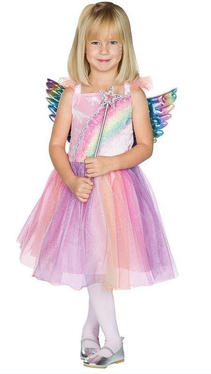   Verkleedjurk Regenboogfee Meisjes Polyester Roze Maat 128