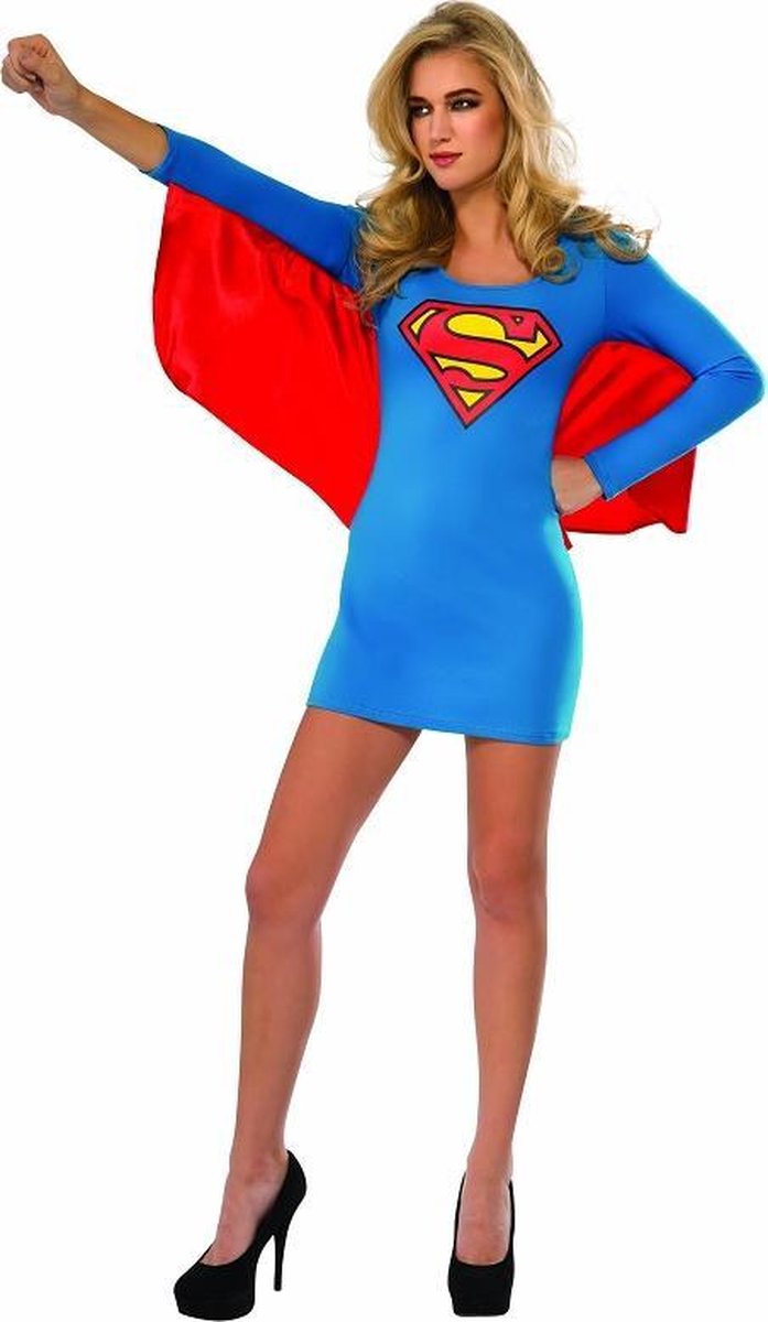 Supergirl jurk met vleugels- verkleedjurk voor dames- Maat Small- 3880418-S