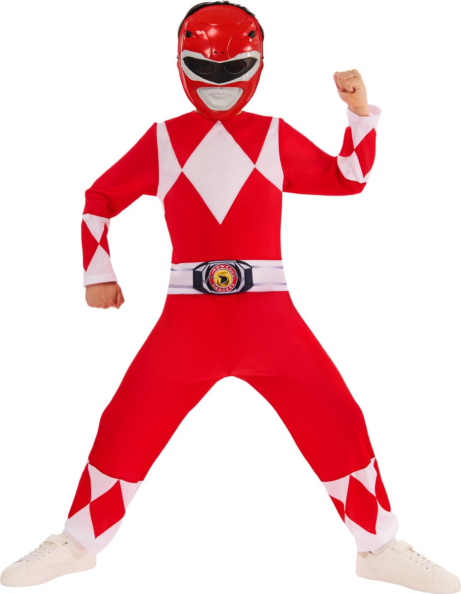 Verkleedpakje Kind Red Power Ranger Mighty Morphin Maat 110-116