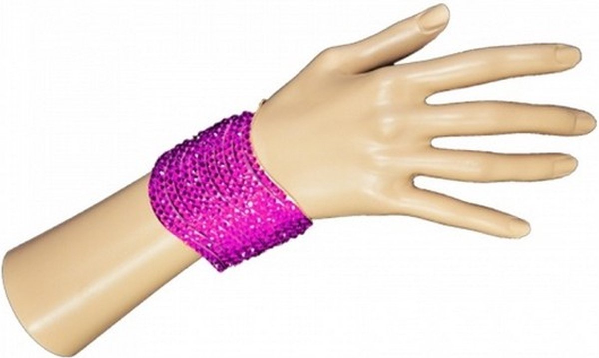 armband pailletten meisjes/dames roze one size