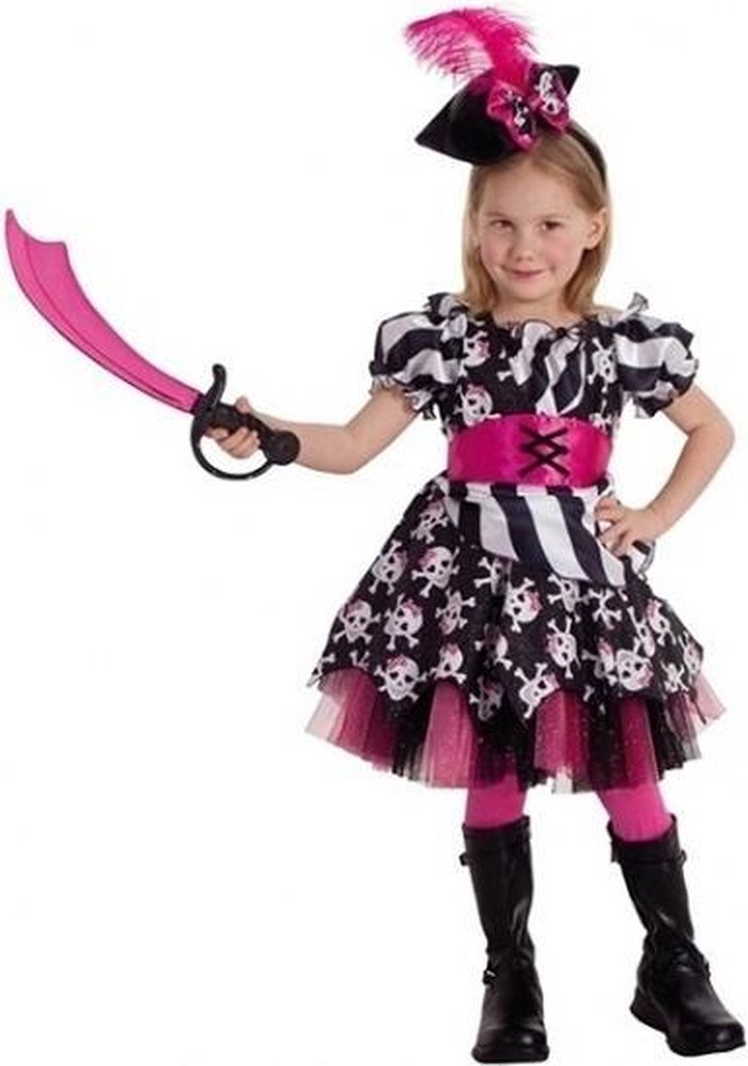 kinderkostuum piratenjurk meisjes polyester roze maat L