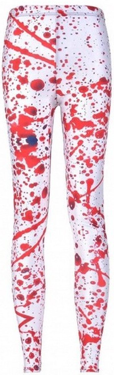 legging bloedspetters dames wit/rood one size