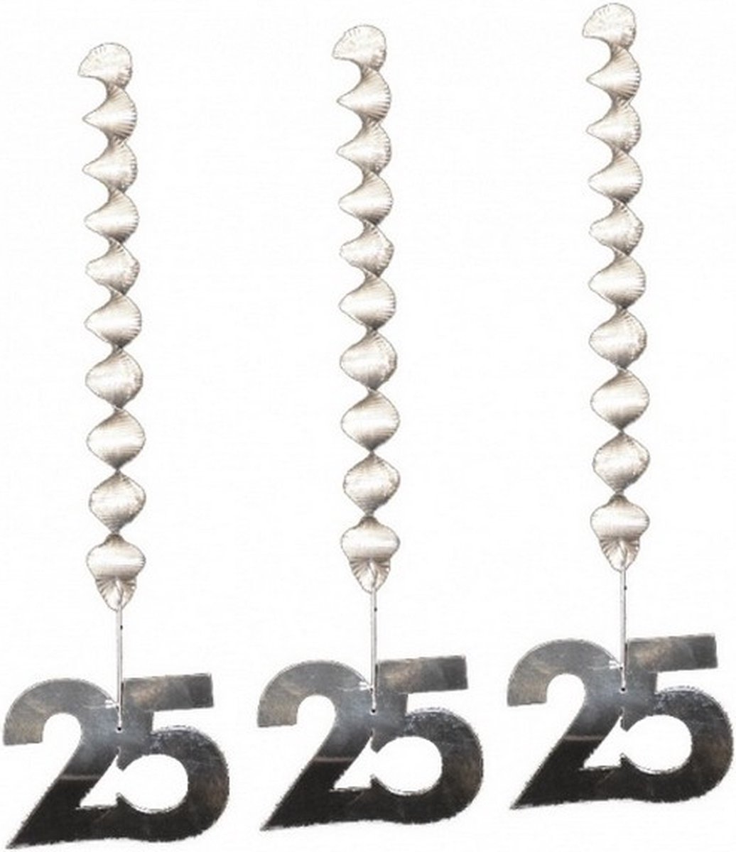 plafonddecoratie 25 jaar zilver 61 cm 3-delig