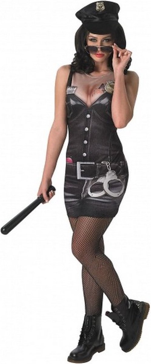 sexy politiejurk Swat dames polyester zwart maat XS