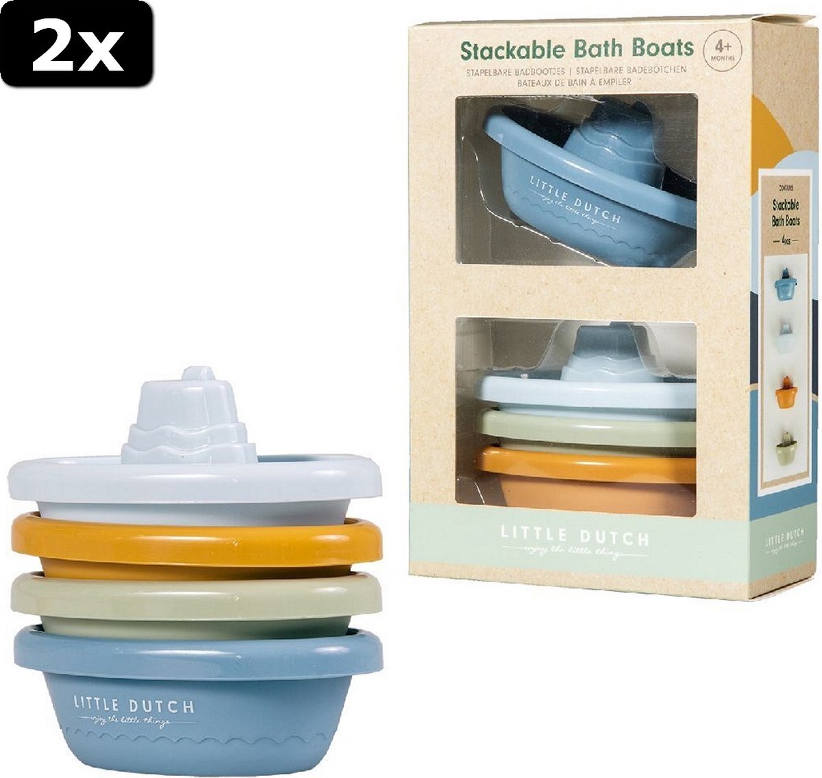 2x Little Dutch 4 Bad Bootjes Set Blauw