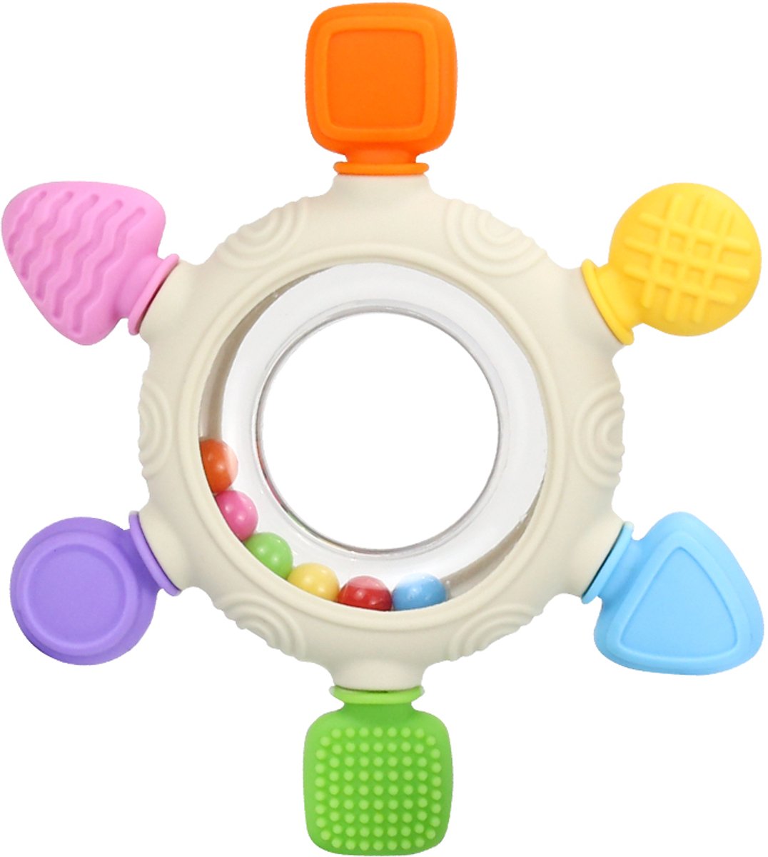 RubyC Bijtring Baby Bijtspeelgoed met Rammelaar - Siliconen Bijtspeeltje met Belletjes - Tandjes Kalmeren van Tandvlees - Kraamcadeau - Sinterklaas - Kerstcadeau - Babycadeau - Teether