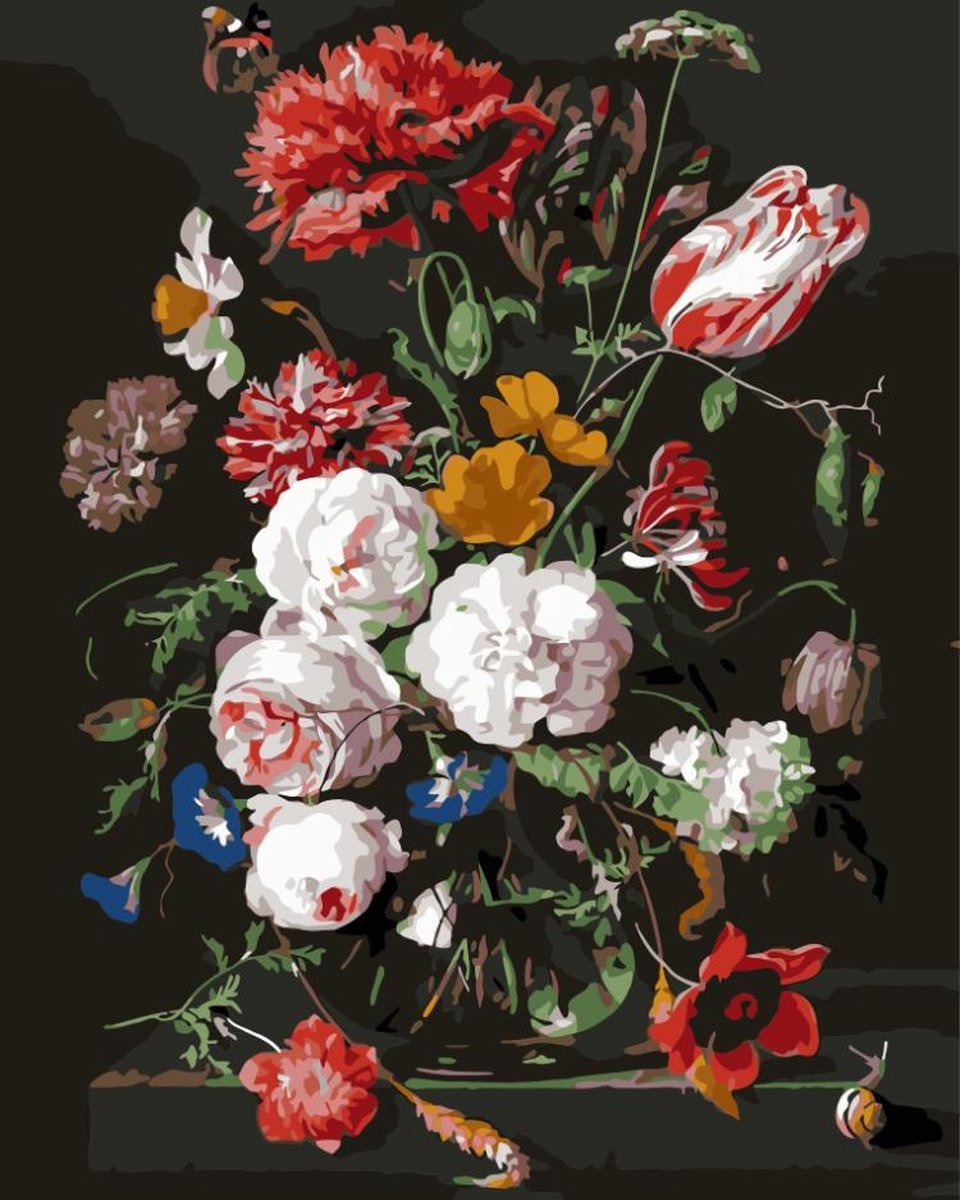 Rubye® Schilderen Op Nummer Volwassenen – Bloemen in Vaas – Met Frame en Standaard – 40x50cm