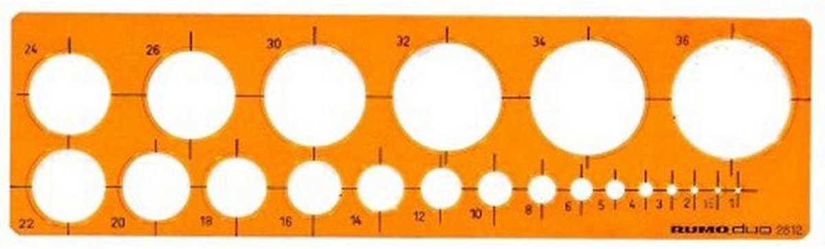 Rumold Cirkelsjabloon - Ø 1-36 mm. 21 cirkels