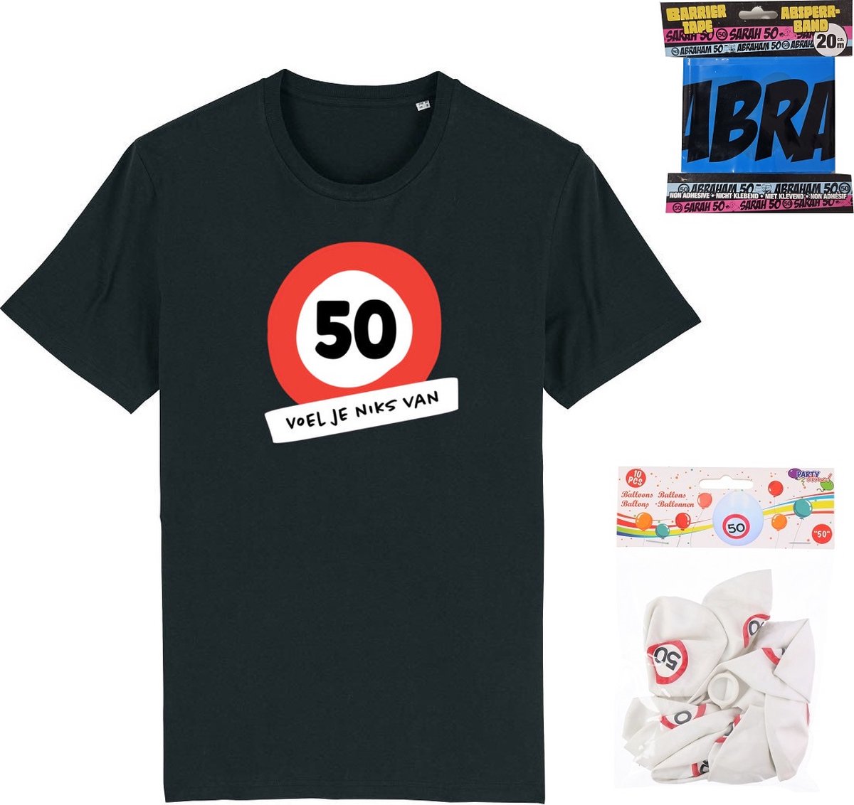 50 voel je niks van Rustaagh heren set S - 50 jaar abraham cadeau -50 jaar abraham tshirt ballonnen - 50 jaar abraham pakket - 50 jaar verjaardag - abraham