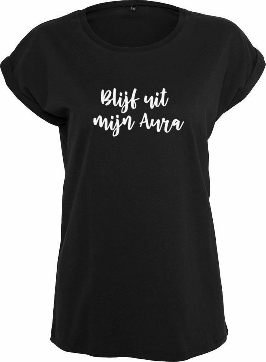 Blijf uit mijn aura Rustaagh dames t-shirt  - maat 2XL - comfortabel - zwart - tekst - bedrukt