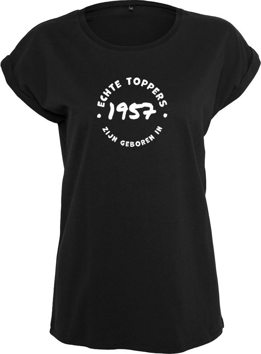 Echte toppers zijn geboren in 1957 Rustaagh dames t-shirt maat XXL - dames t-shirt korte mouw - 65 jaar verjaardag vrouw - 65 jaar cadeau vrouw