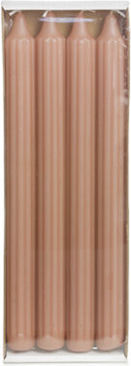 Rustik Lys grooved dinerkaarsen brique set van 4 -  paraffine - Ø 2,1 centimeter x 24 centimeter