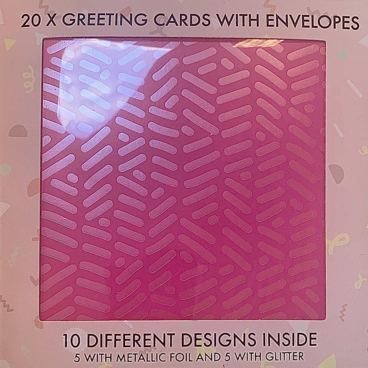 20 stuks luxe wenskaarten met envelop - 10 verschillende designs - metallic foil - glitter foil