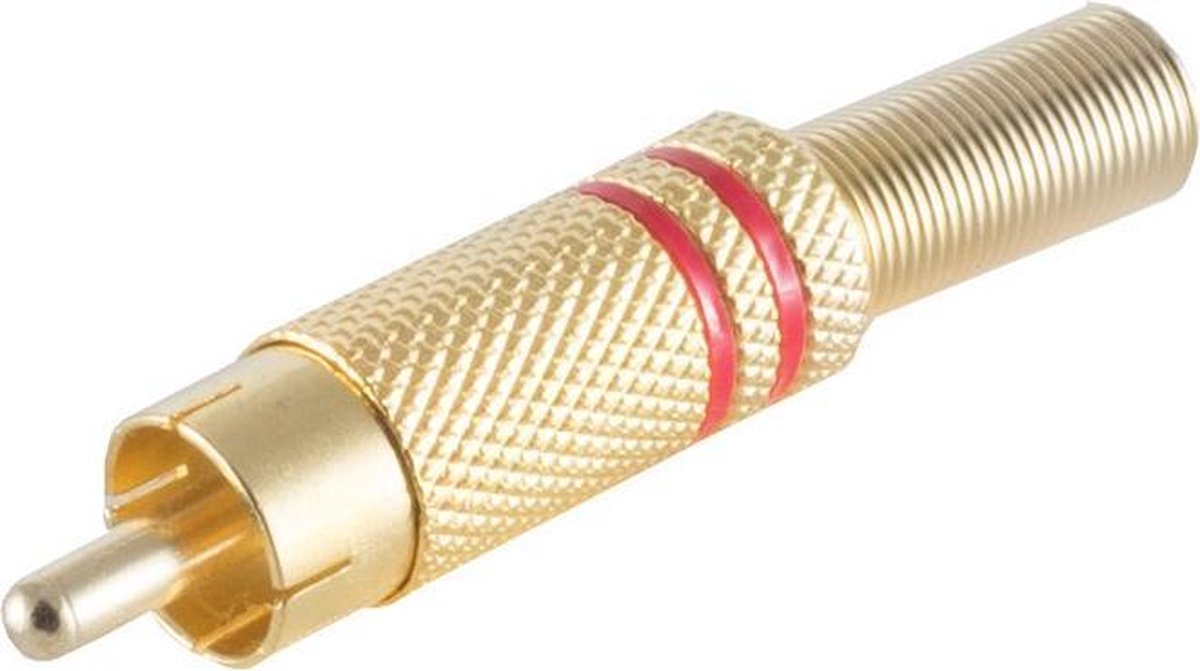 S-Impuls Tulp (m) audio/video connector - tot 6mm - verguld - metaal / rood