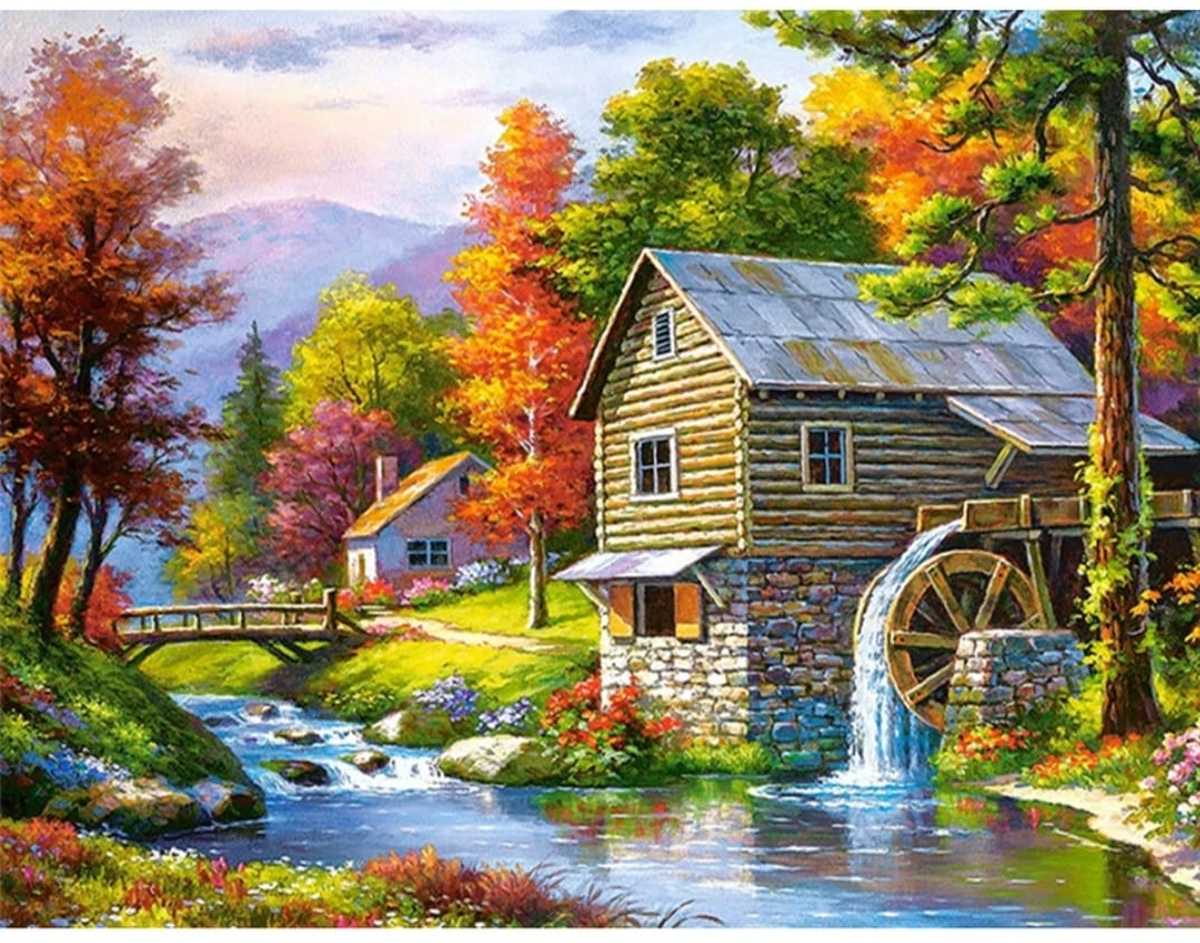 Diamond Painting - Landschap Huis - 40*30 Volledig Diamant Schilderen Hobby