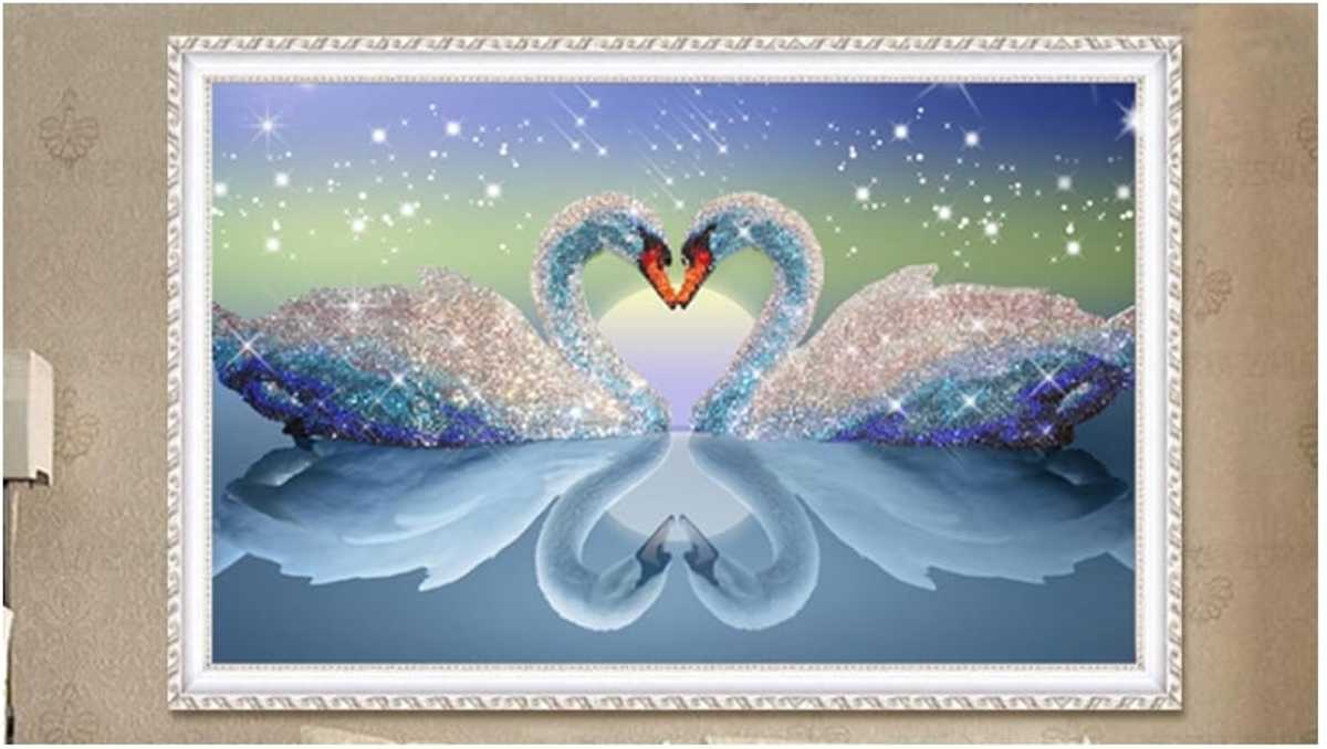 Diamond Painting - Liefdes Zwanen - 55*35 Diamant Schilderen Love Vogels Dieren