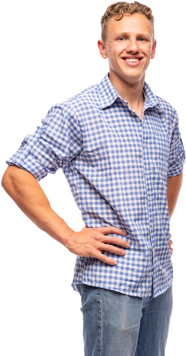 Samex® Oktoberfest Heren - Blouse - Tiroler Overhemd - Lederhosen Man - Blauw - Wit - Maat M