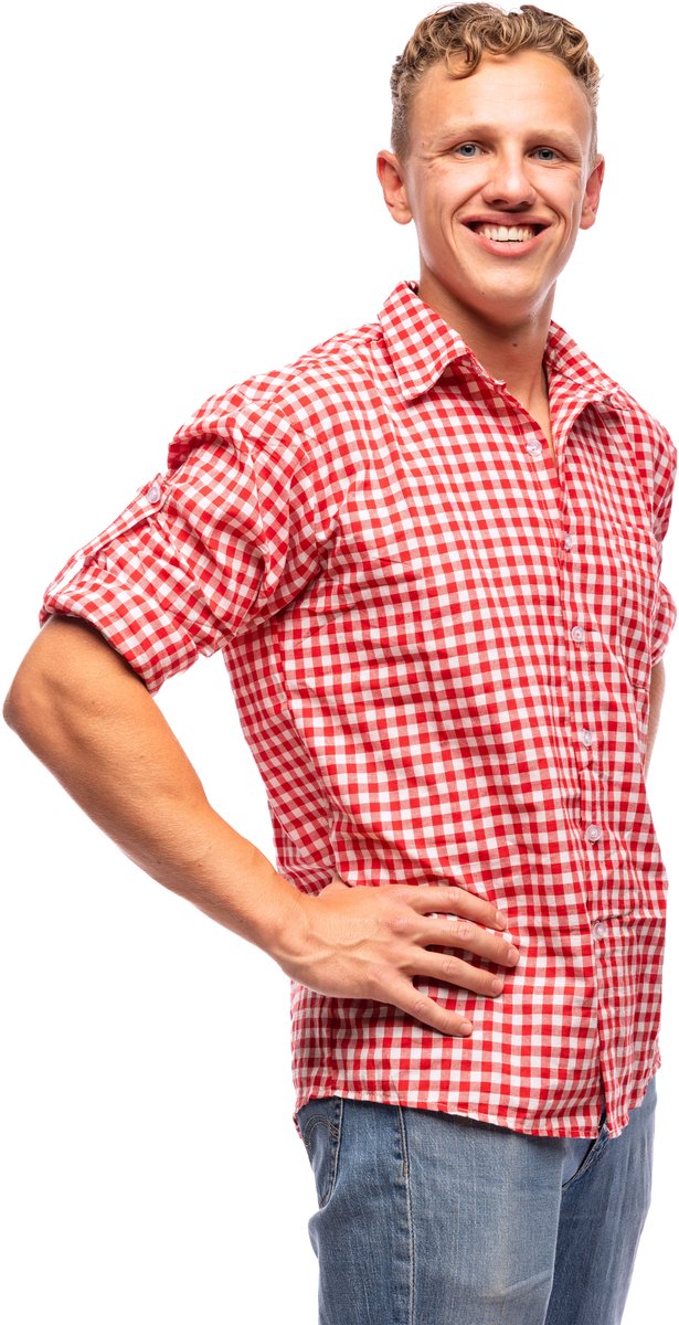 Samex® Oktoberfest Heren - Blouse - Tiroler Overhemd - Lederhosen Man - Rood - Wit - Maat S