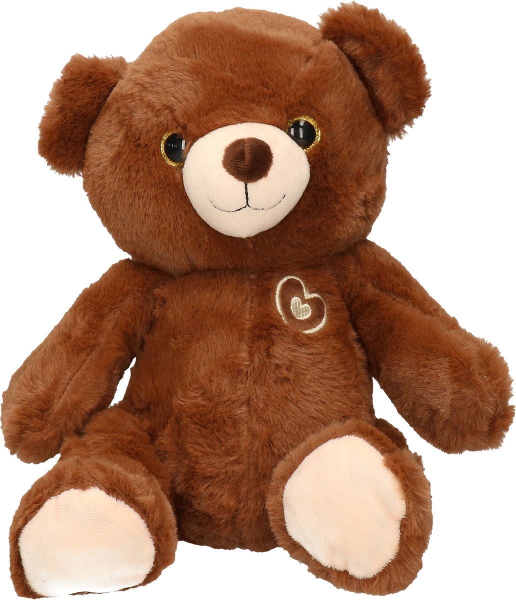 Pluche speelgoed knuffeldier Teddybeer donkerbruin van 28 cm